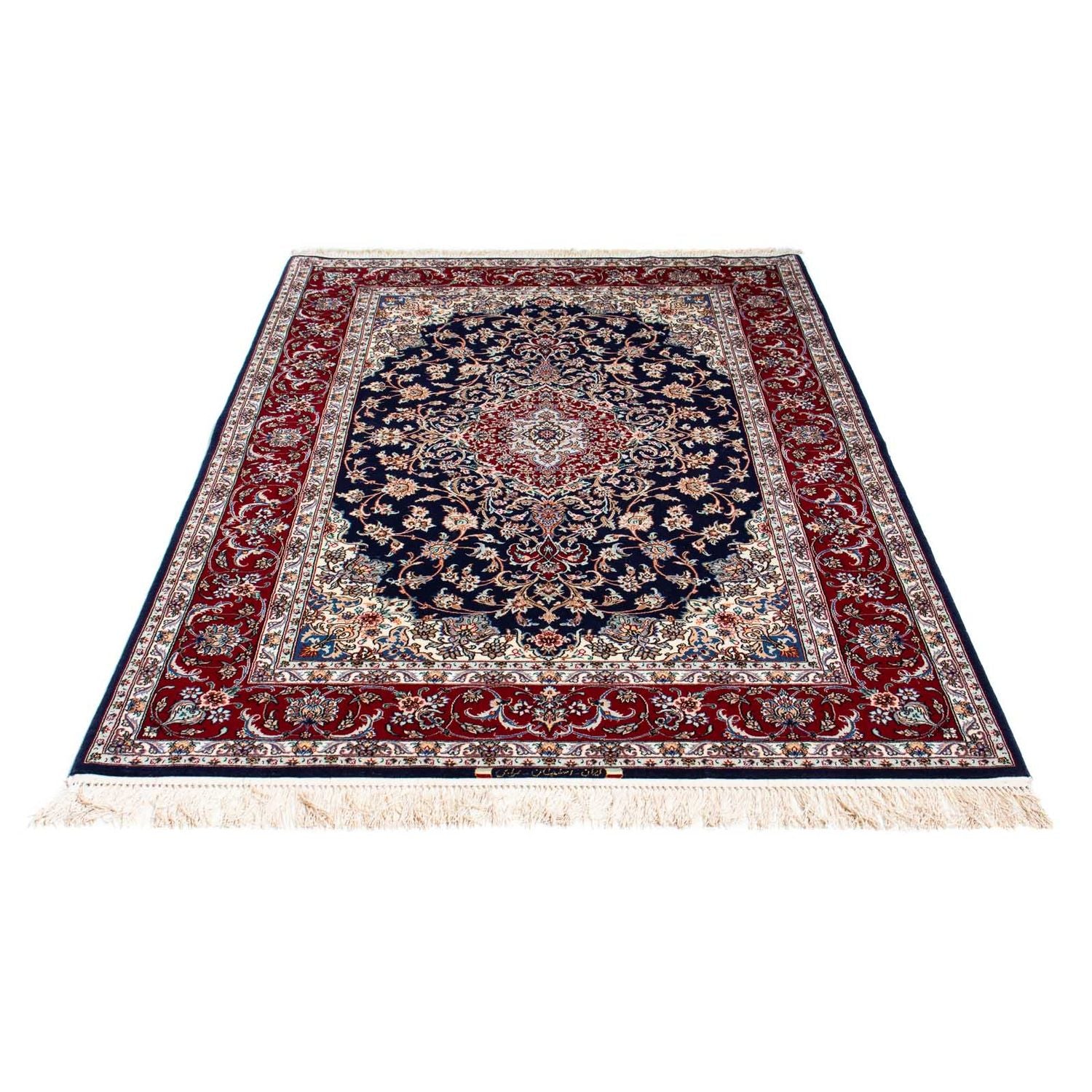 Tapis persan - Isfahan - Premium - 200 x 130 cm - bleu foncé