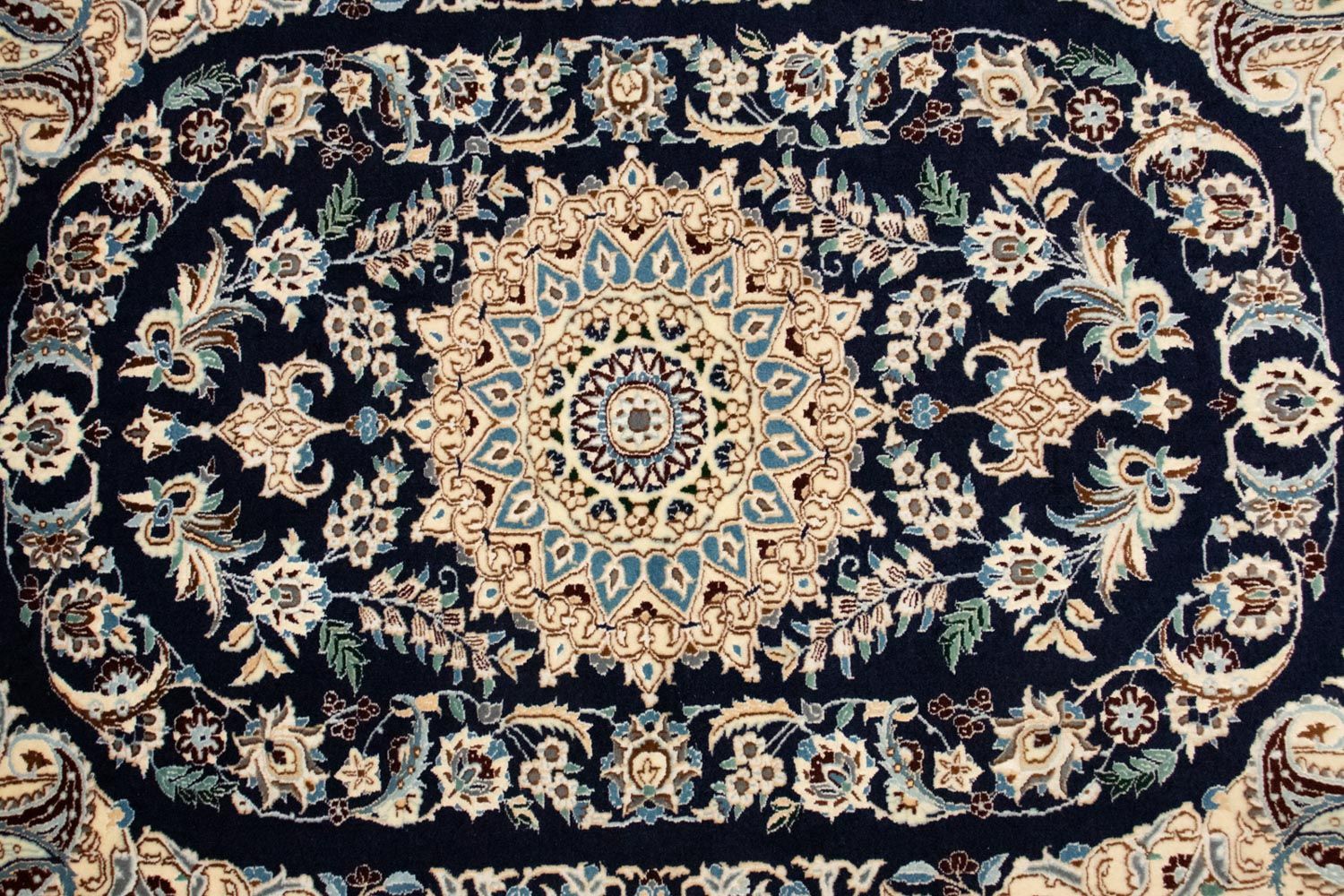 Tapis persan - Nain - Premium - 148 x 100 cm - bleu foncé