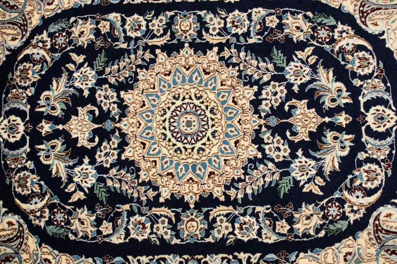 Tapis persan - Nain - Premium - 148 x 100 cm - bleu foncé