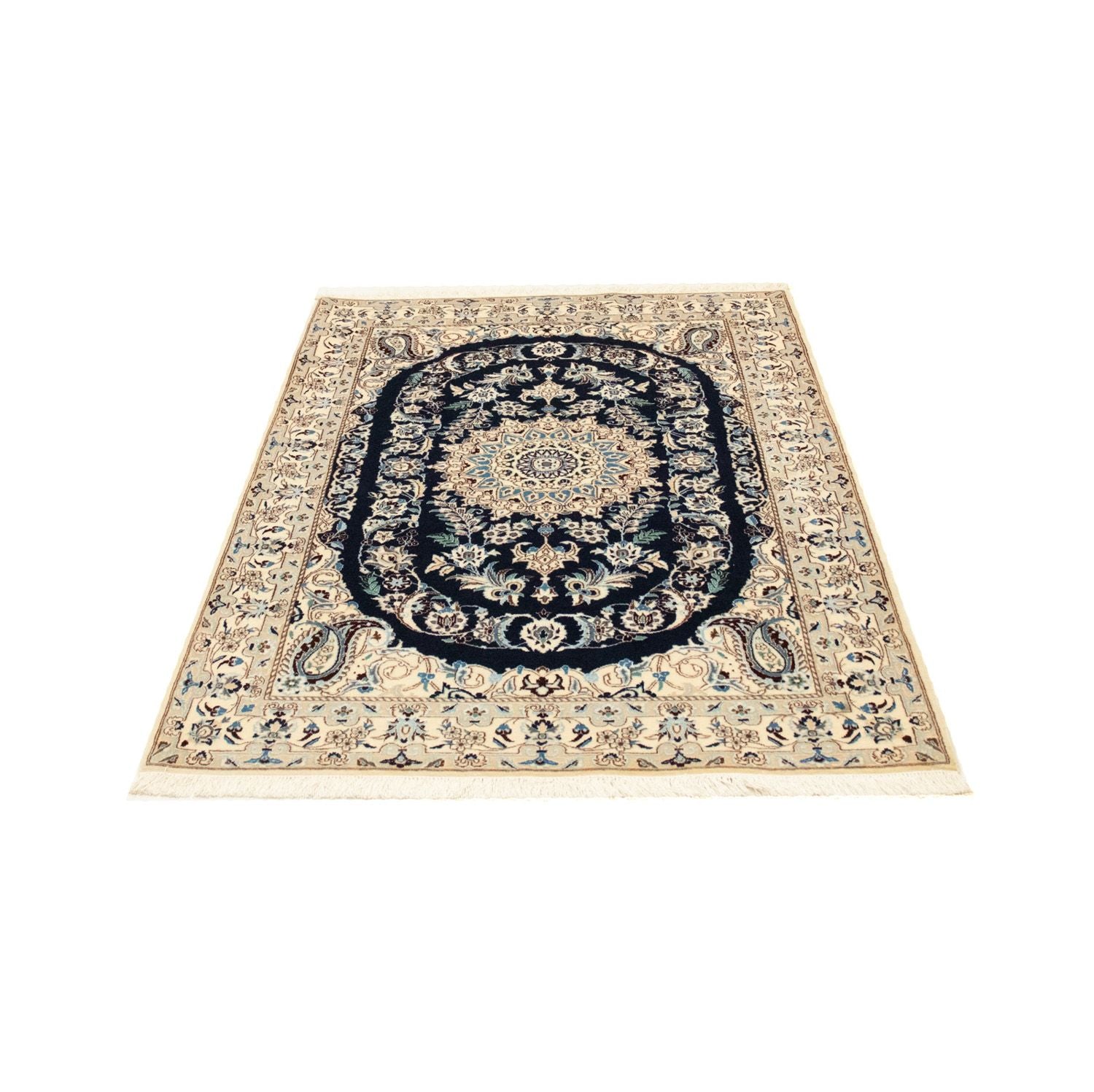 Tapis persan - Nain - Premium - 148 x 100 cm - bleu foncé