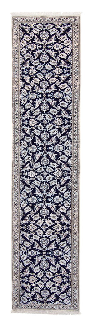 Tapis de couloir Tapis persan - Nain - Royal - 367 x 75 cm - bleu foncé