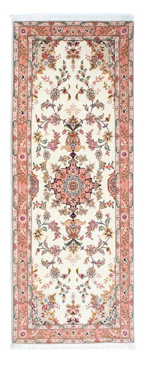 Tapis de couloir Tapis persan - Tabriz - Royal - 215 x 81 cm - beige