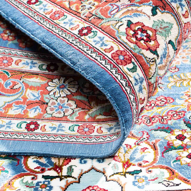 Tapis persan - Ghom - 119 x 81 cm - bleu clair