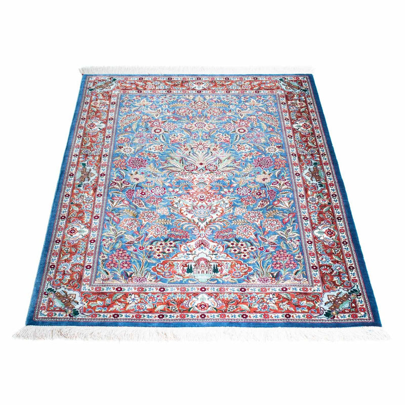Tapis persan - Ghom - 119 x 81 cm - bleu clair