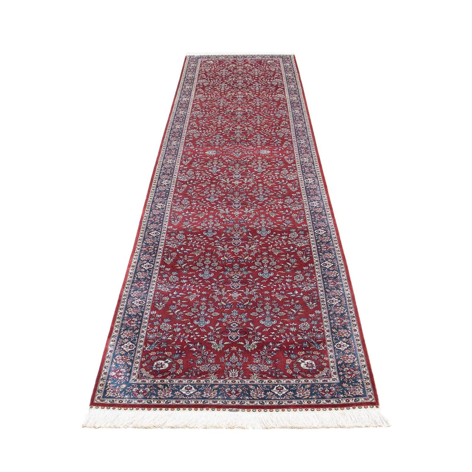 Tapis de couloir Tapis oriental - Hereke - 369 x 78 cm - rouge foncé