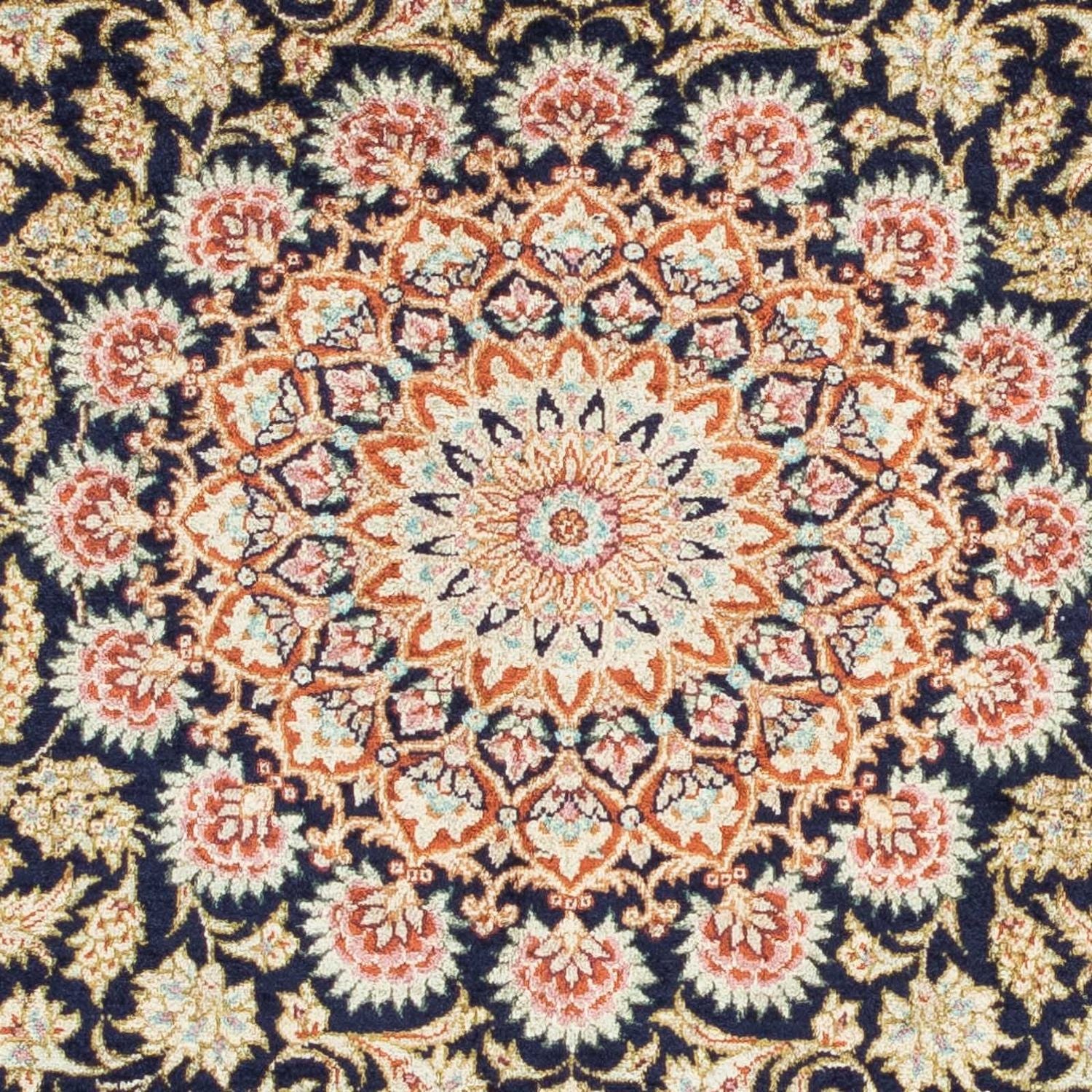 Tapis persan - Ghom - 120 x 79 cm - bleu foncé