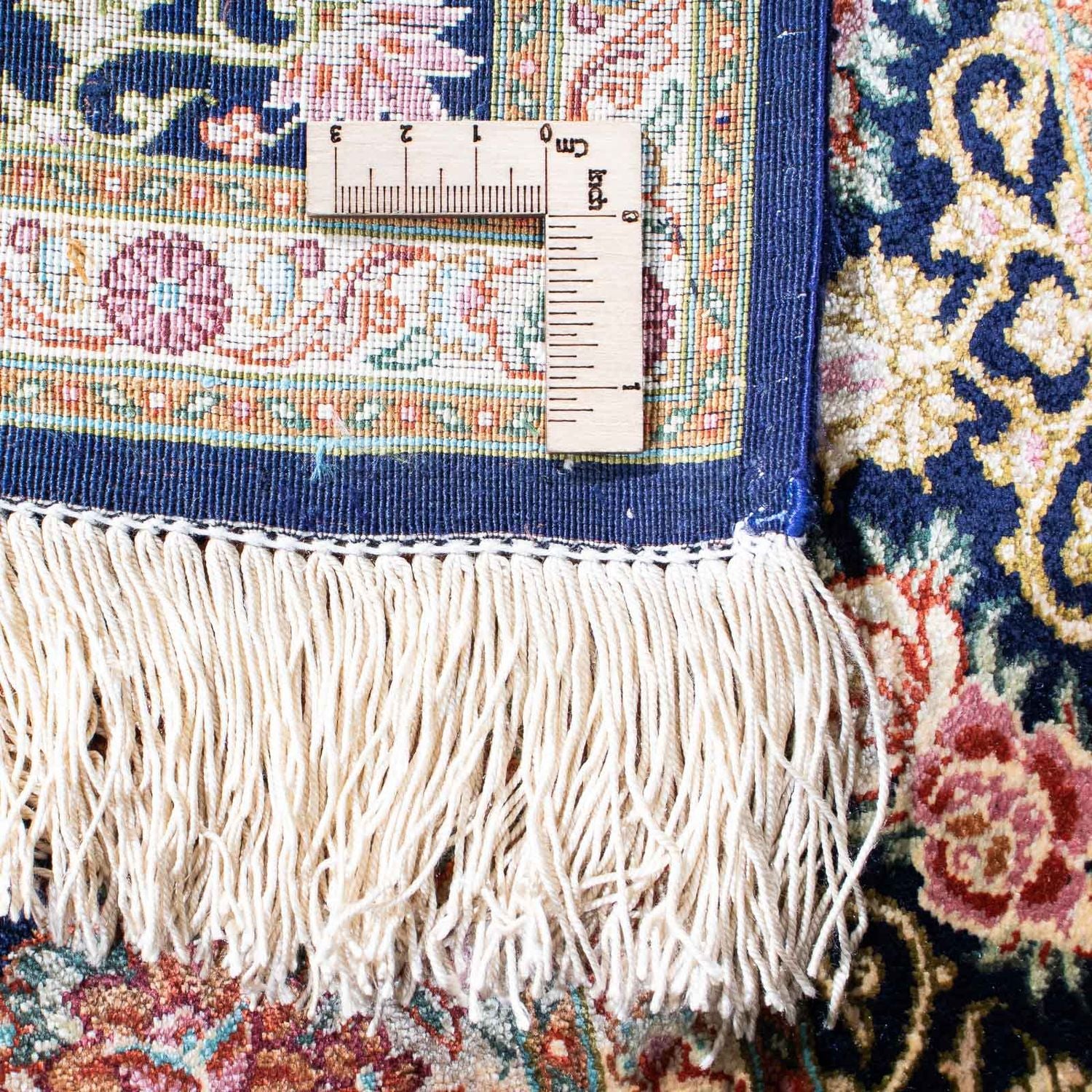 Tapis persan - Ghom - 120 x 79 cm - bleu foncé