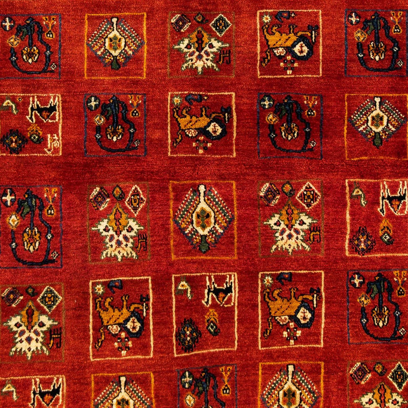 Tapis Gabbeh - Persan Kashkuli - 214 x 145 cm - rouge foncé