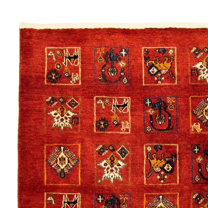 Tapis Gabbeh - Persan Kashkuli - 214 x 145 cm - rouge foncé