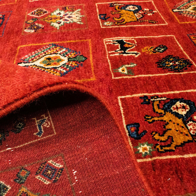 Tapis Gabbeh - Persan Kashkuli - 214 x 145 cm - rouge foncé