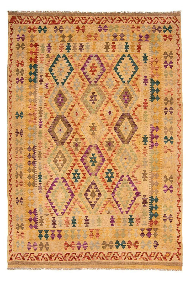 Tapis Kelim - Splash - 295 x 196 cm - marron clair