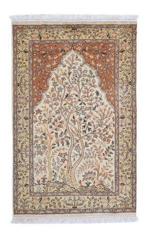 Tapis en soie - Soie du Cachemire - 124 x 76 cm - beige