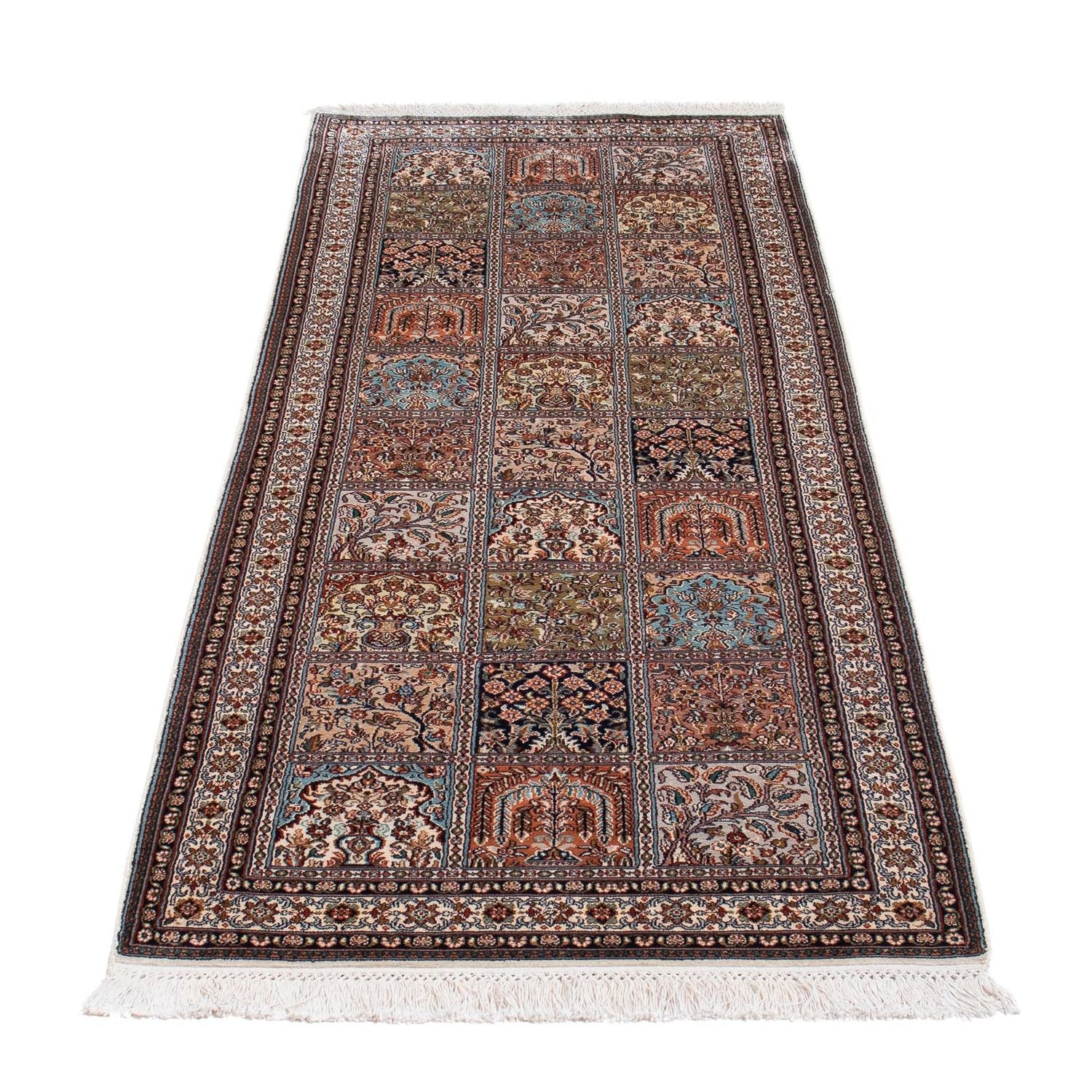 Tapis de couloir Tapis en soie - Soie du Cachemire - 227 x 79 cm - multicolore