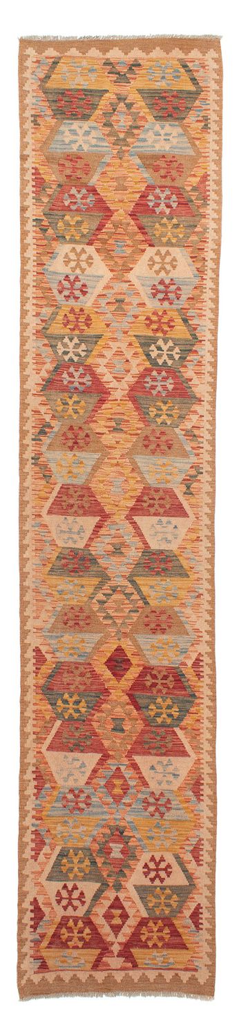 Tapis de couloir Tapis Kelim - Splash - 390 x 76 cm - rouge clair