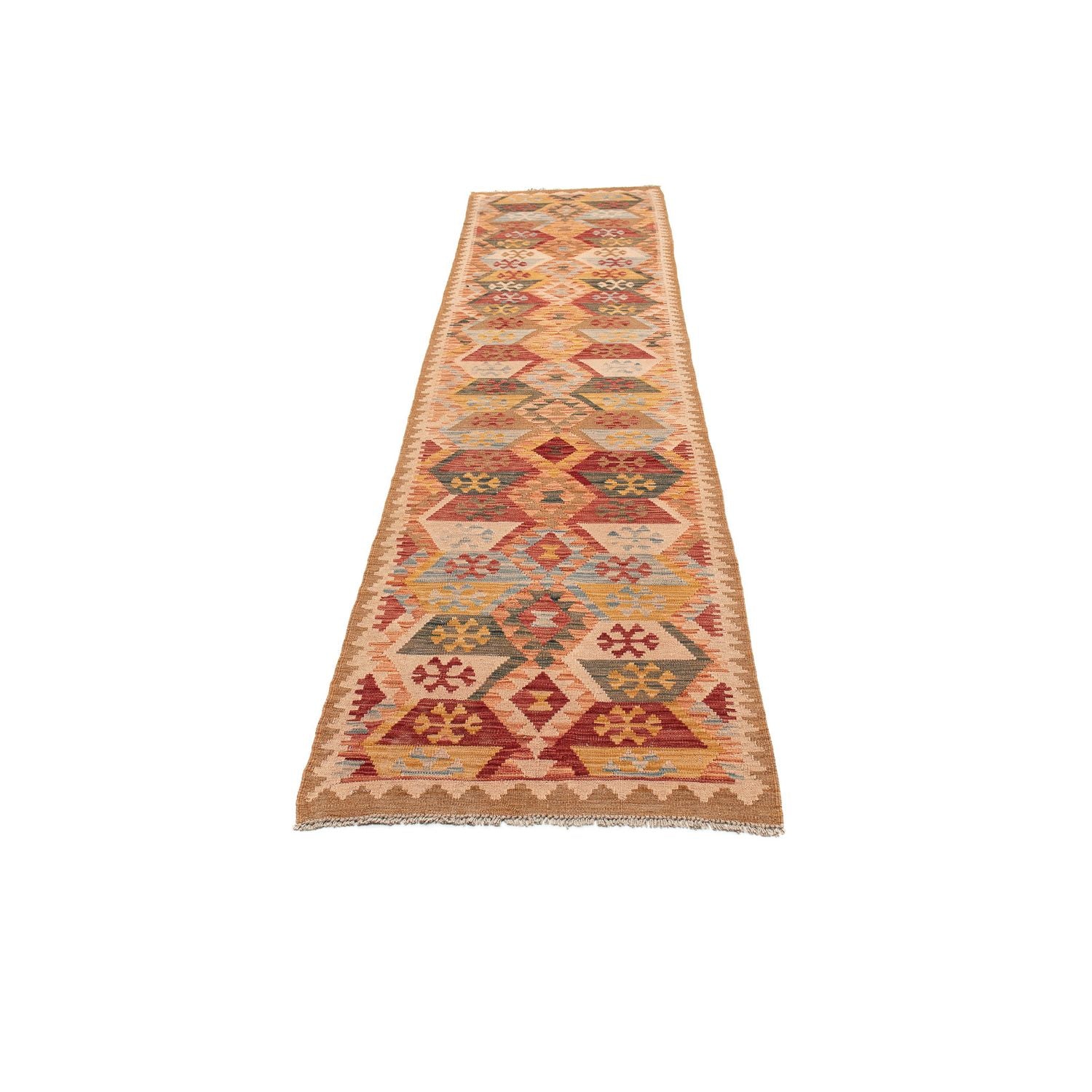Tapis de couloir Tapis Kelim - Splash - 390 x 76 cm - rouge clair