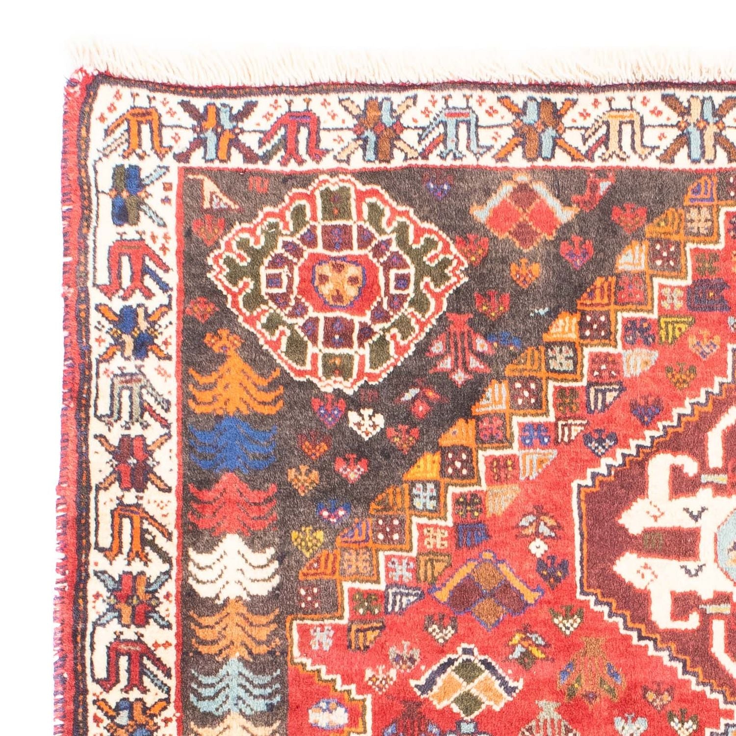 Tapis persan - Nomadic - 150 x 120 cm - rouge foncé
