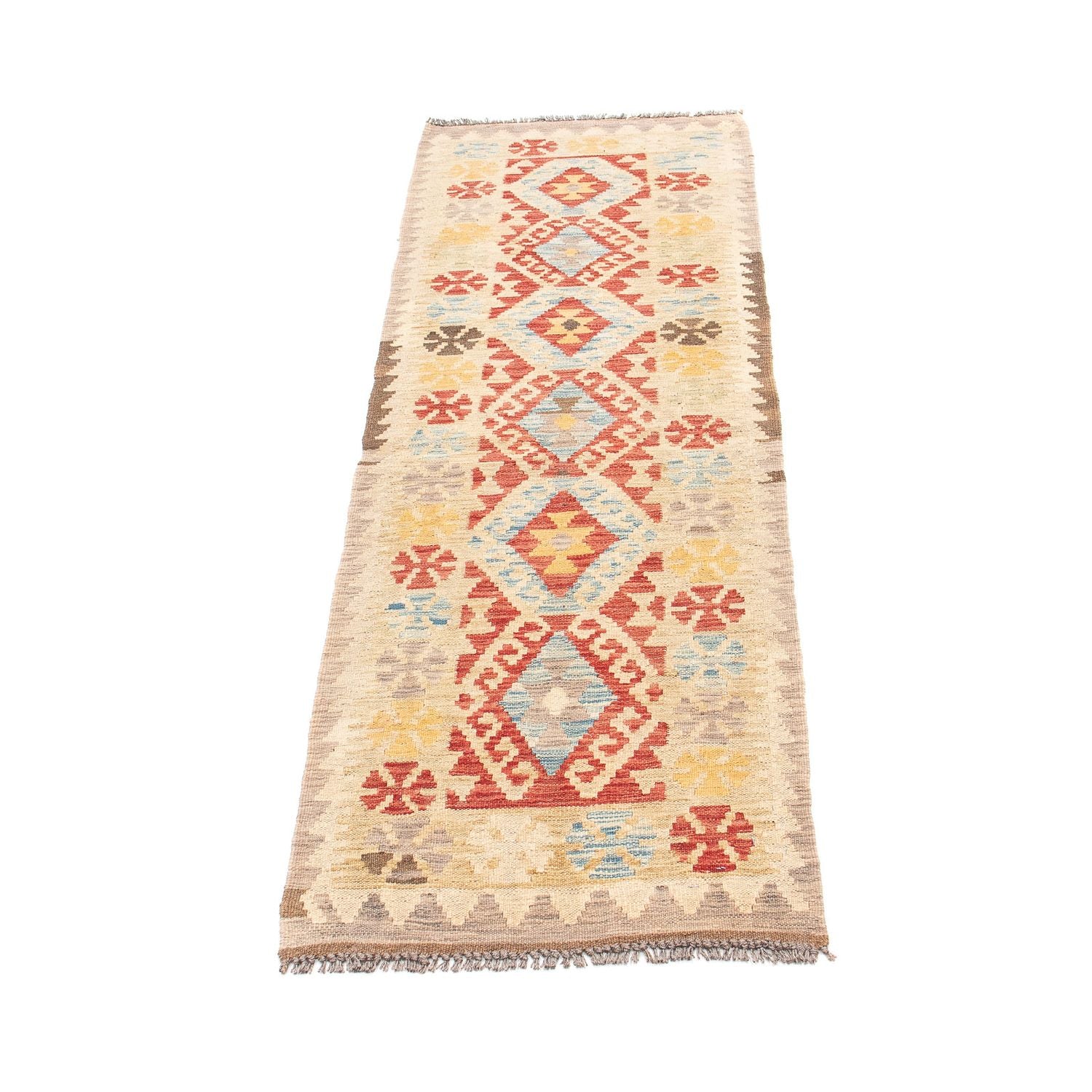 Tapis de couloir Tapis Kelim - Splash - 199 x 53 cm - multicolore