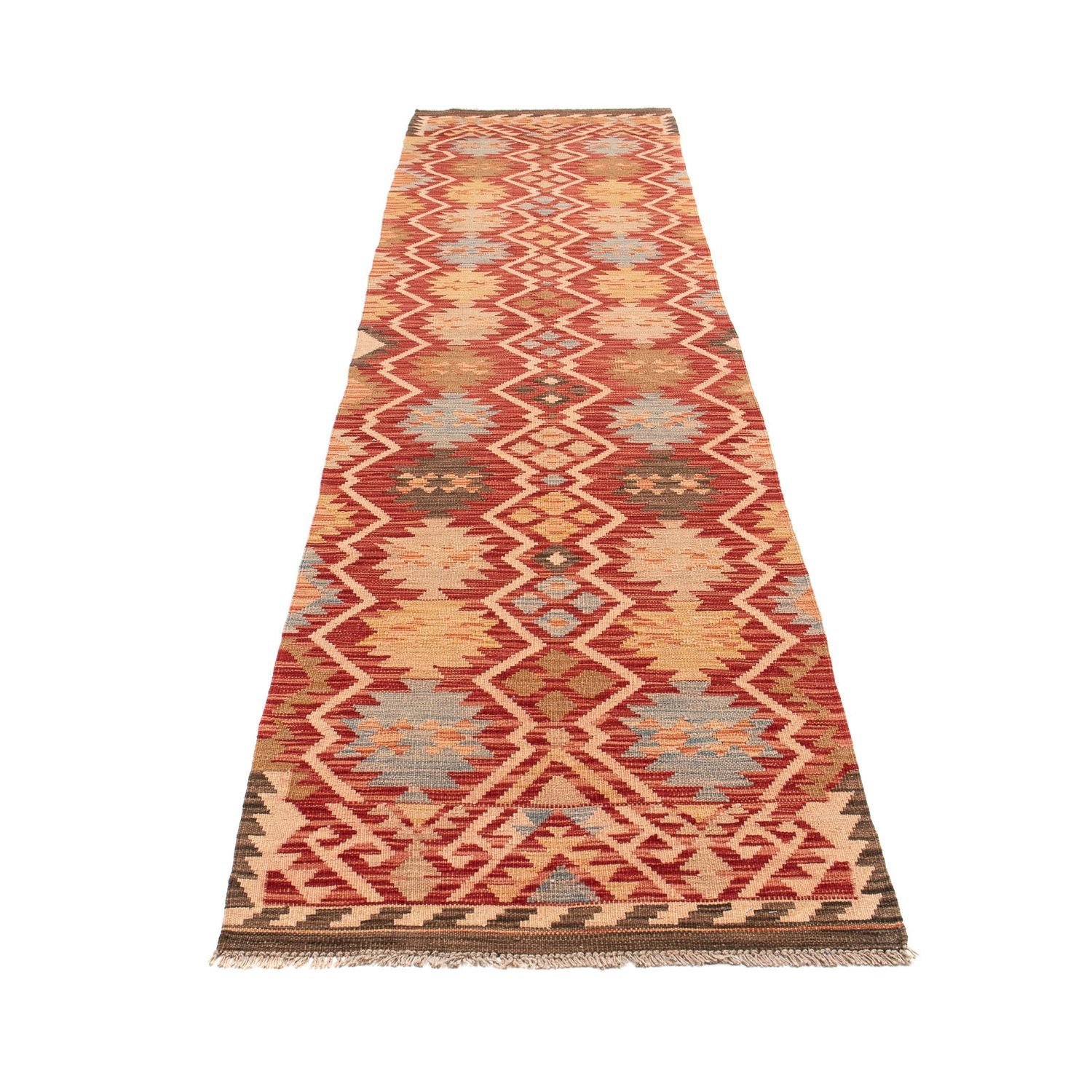 Tapis de couloir Tapis Kelim - Splash - 384 x 75 cm - rouge