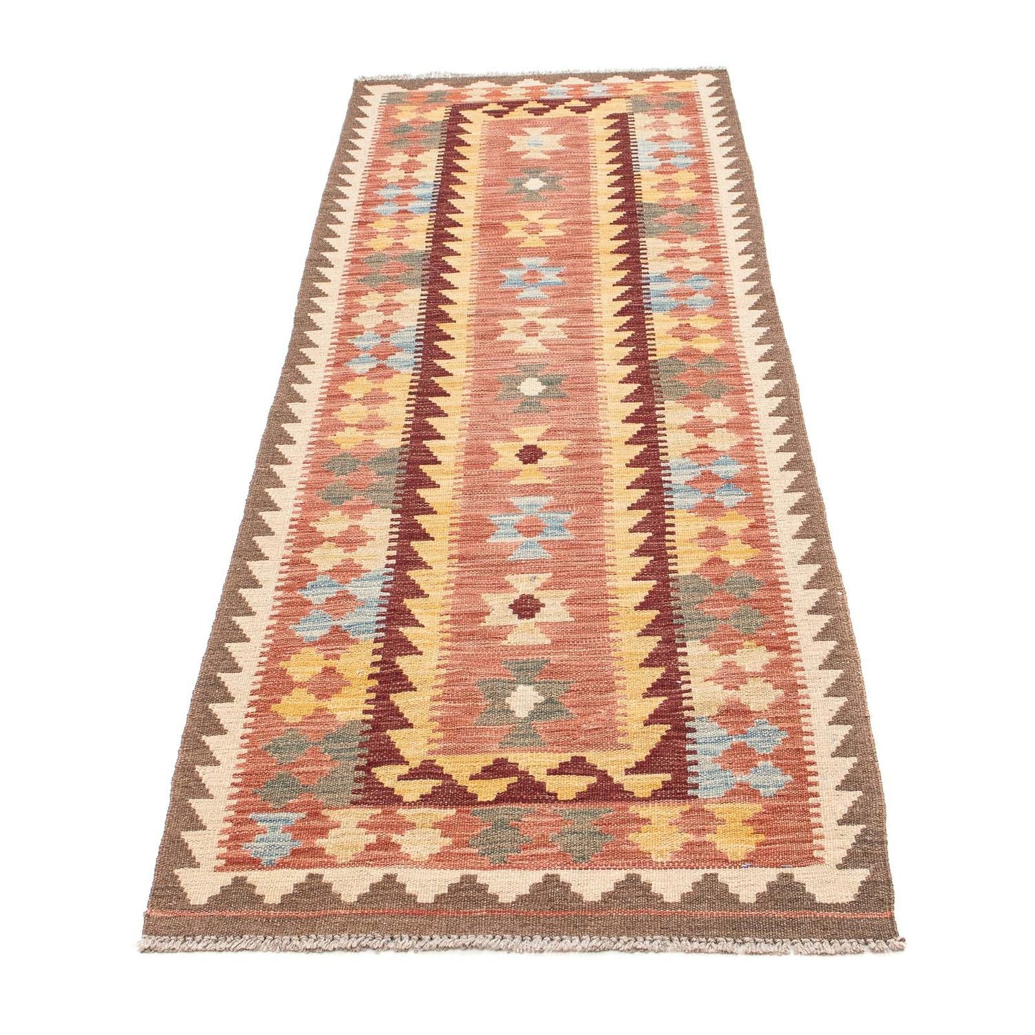 Tapis de couloir Tapis Kelim - Splash - 200 x 65 cm - rouge clair