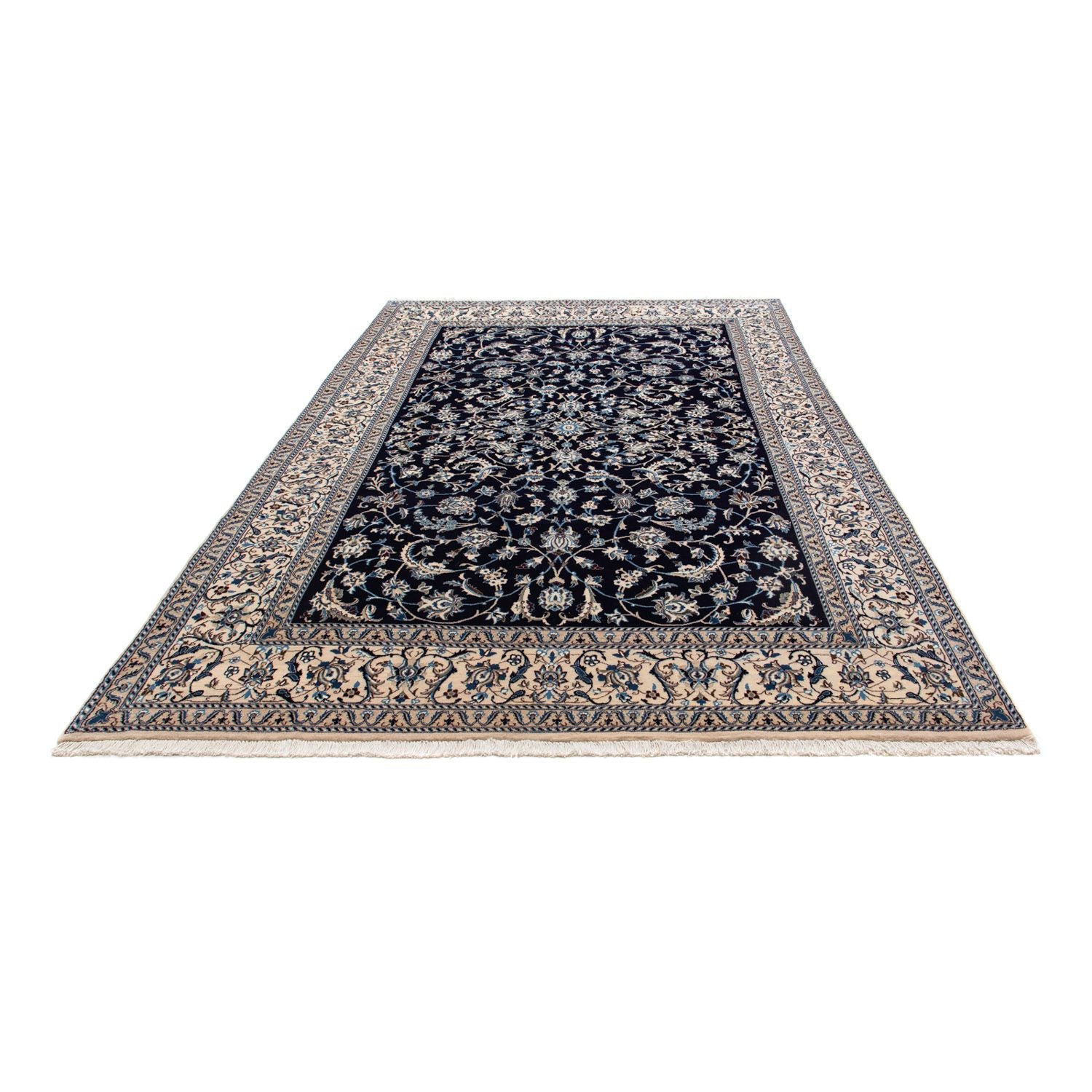 Tapis persan - Nain - 295 x 199 cm - bleu foncé
