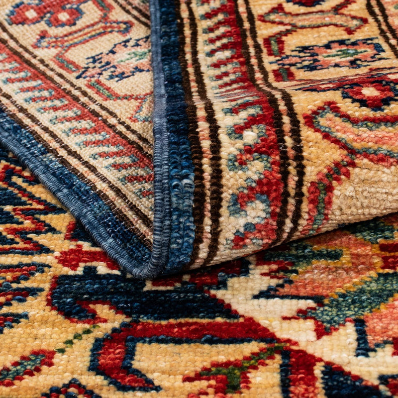 Tapis de couloir Tapis Ziegler - Kazak - 252 x 77 cm - bleu foncé