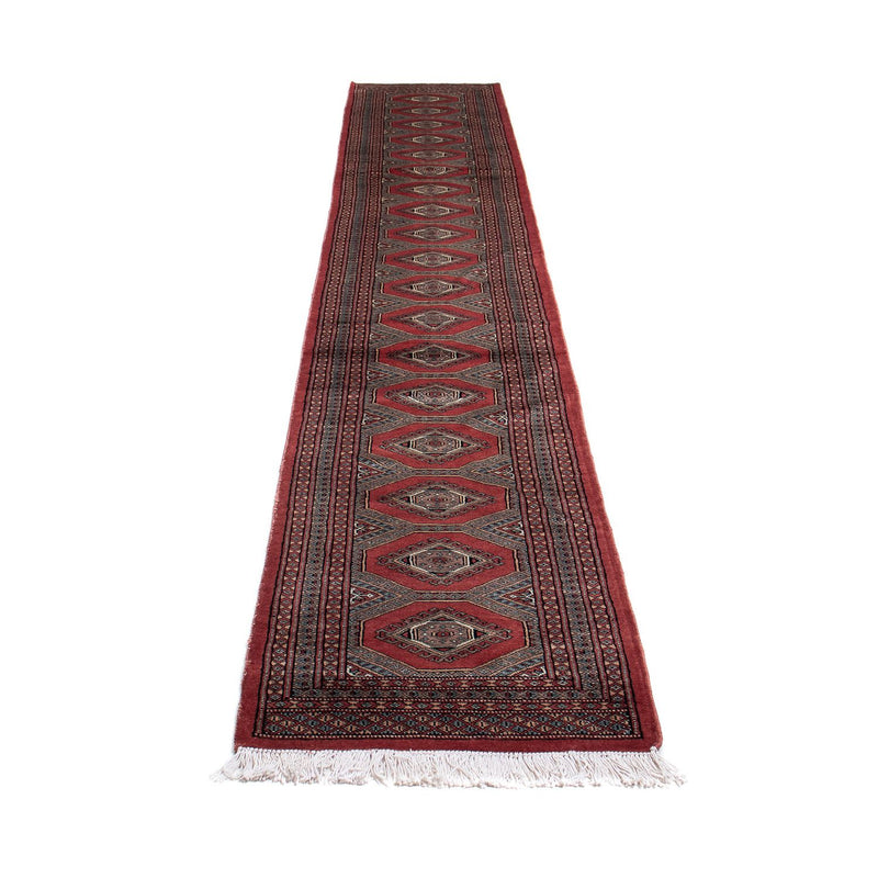 Tapis de couloir Tapis afghan - Boukhara - 396 x 64 cm - rouge foncé