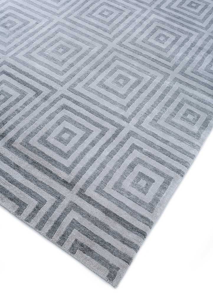 Tapis en viscose carré  - 345 x 345 cm - argent
