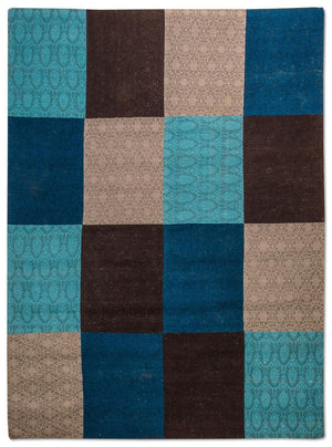 Tapis patchwork - 240 x 170 cm - turquoise