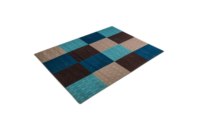 Tapis patchwork - 240 x 170 cm - turquoise