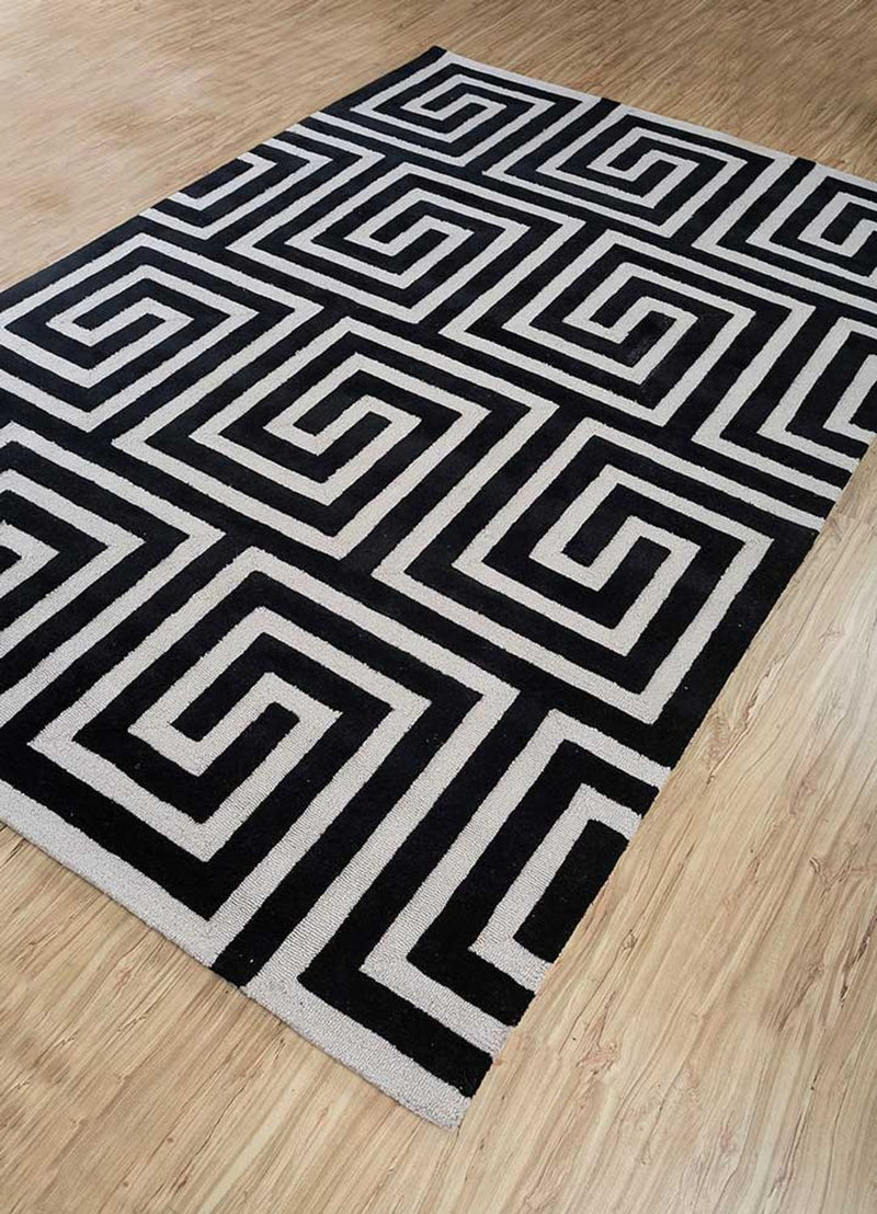 Tapis en laine - 330 x 240 cm - noir et blanc