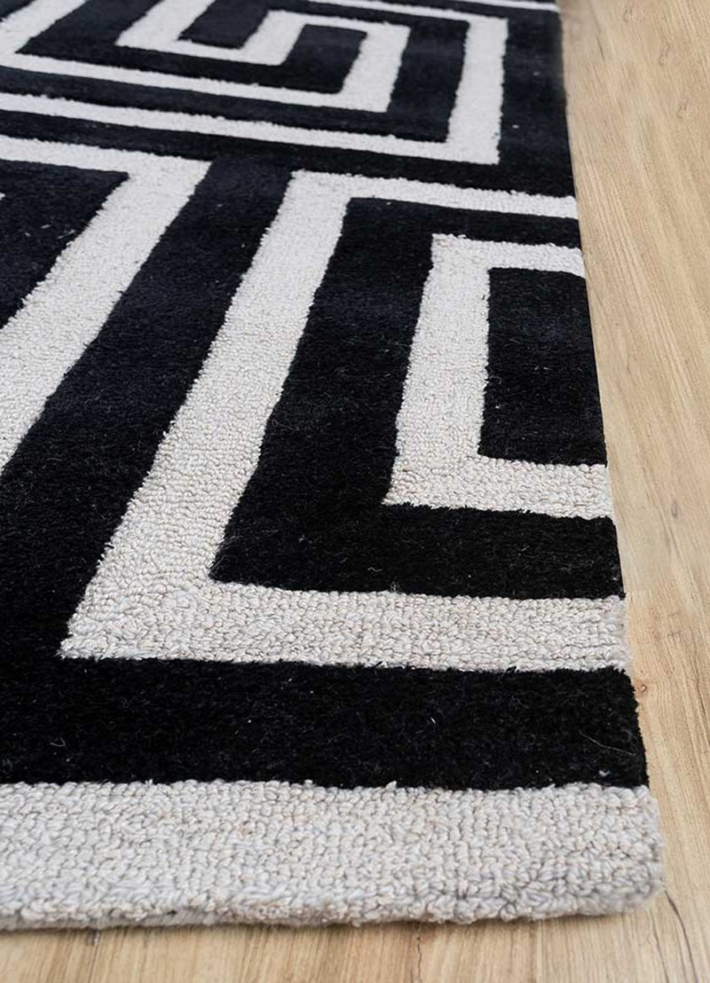 Tapis en laine - 330 x 240 cm - noir et blanc