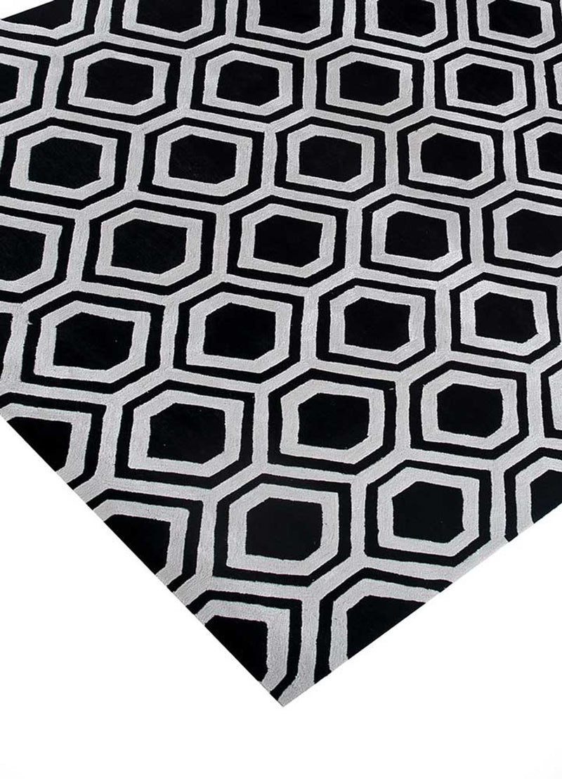 Tapis en laine - 330 x 240 cm - noir et blanc