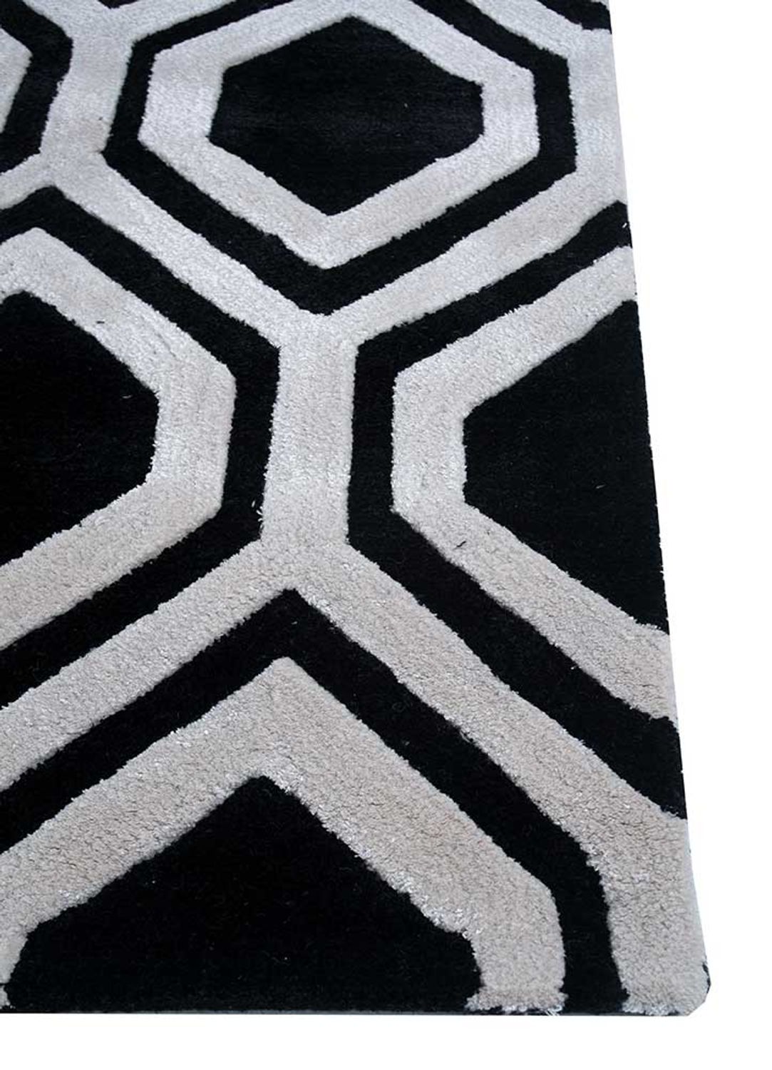 Tapis en laine - 330 x 240 cm - noir et blanc