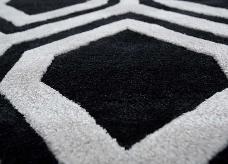 Tapis en laine - 330 x 240 cm - noir et blanc